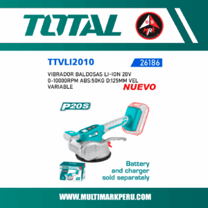 VIBRADOR BALDOSAS LI-ION 20V  0-10000RPM ABS:50KG D:125MM VEL  VARIABLE, TOTAL TTVLI2010