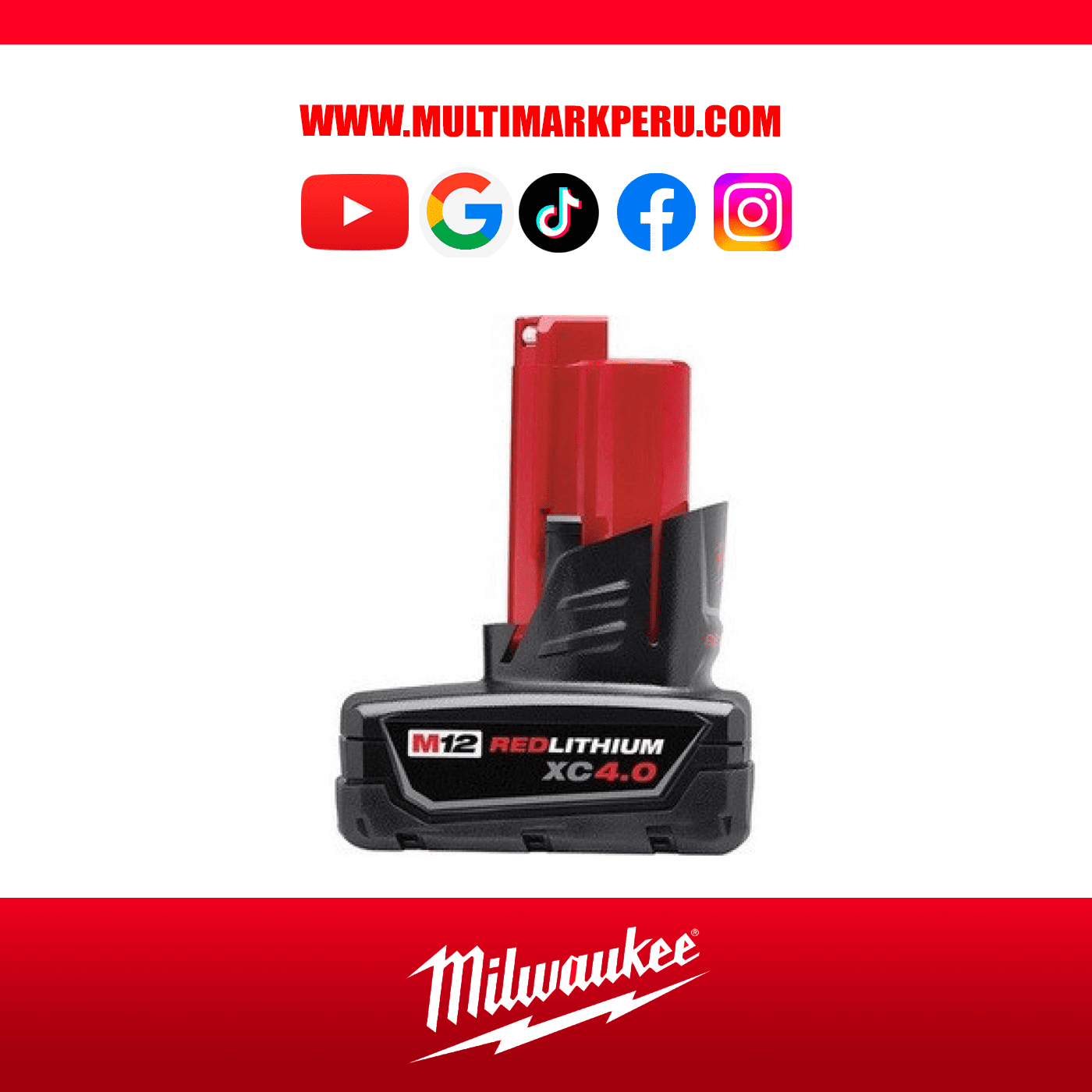 BATERIA COMPACTA M 12 REDLITHIUM 3.0 MILWAUKEE 48112430 – 🔖HERRAMIENTAS MILWAUKEE🔖