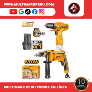 Kit INGCO combinado de  perforación de 2  pcs  CDLI12428+ID8108, COSLI23041