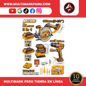 Kit INGCO combinado inalámbrico de 3  PCS CSLI1402,  CIDLI206681,CSH SLI2014, COSLI241193