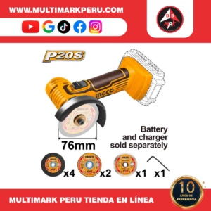 MINI  AMOLADORA 20V  76mm +DISCOS+LLAVE, CAGLI7601