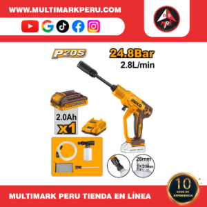 HIDROLAVADORA INGCO INALAMBRICA  24.8Bar 2.8L/min  +ACCESORIOS, CPWLI20362
