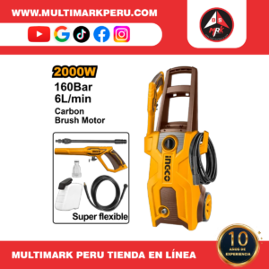 HIDROLAVADORA INGCO DE ALTA  PRESION 2000W  160Bar (2320PSI), HPWR20018