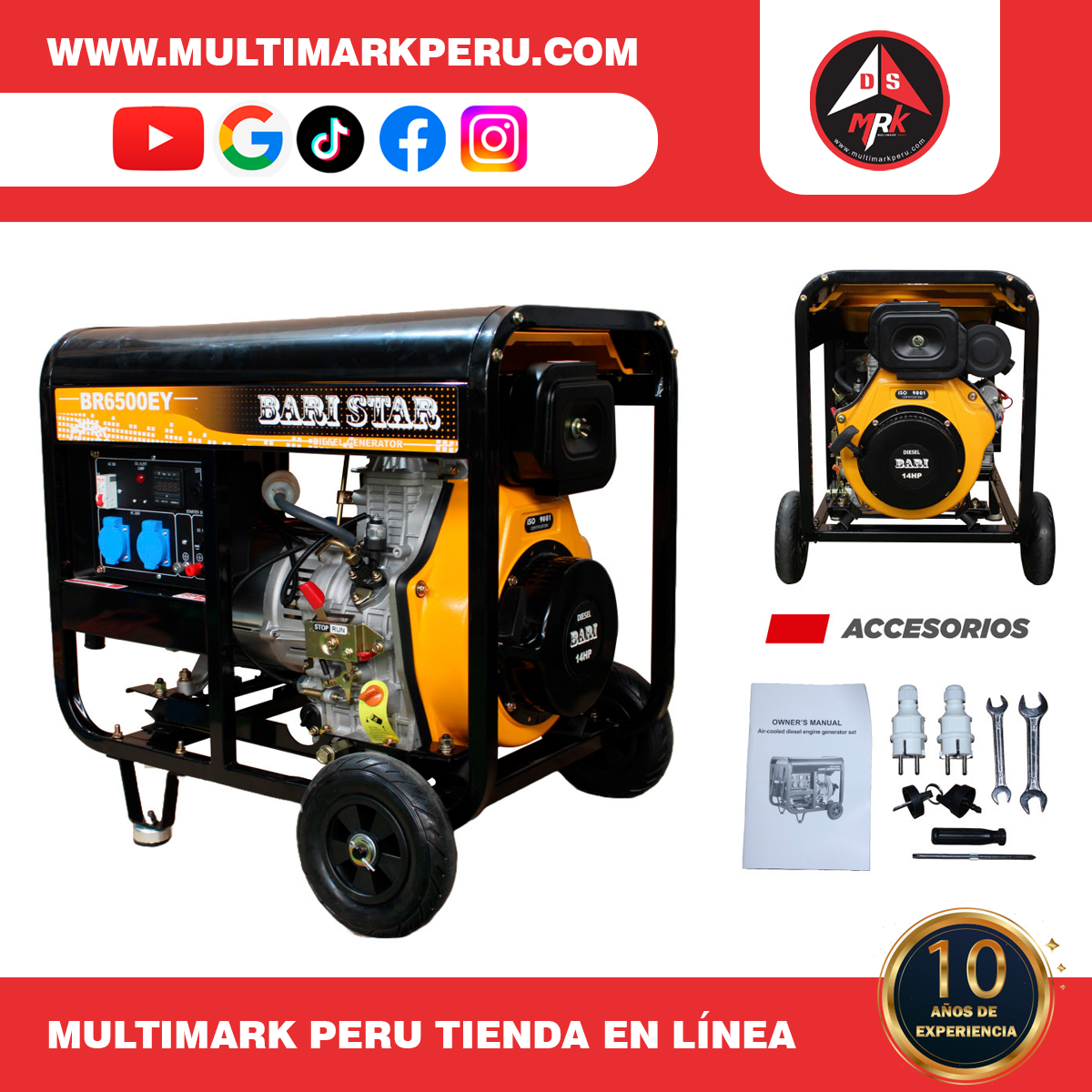GENERADOR BARI PETROLERO 6.5KW, BR6500EY – BARI 2026