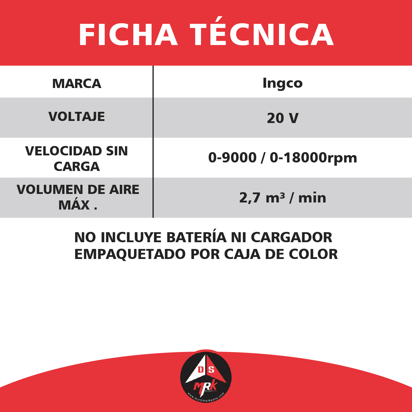 SOPLADORA 20V 2.7m³/min C/AJUSTE DE 2VELOCIDADES, CABLI20018 – vista 2