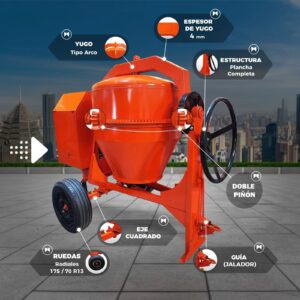 Trompo Mezclador Bolsa y Media – Equipo sin Motor, Estructura Reforzada – Multimark Perú