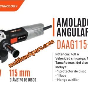 Amoladora Angular Daewoo DAAG115‑76L 4 ½” 760 W – Multimark Perú