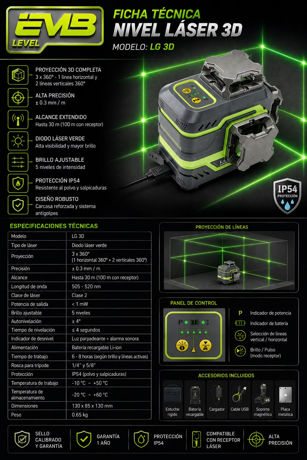 Nivel Láser 3D Modelo LG‑3D – Marca EmB Level - Imagen 8