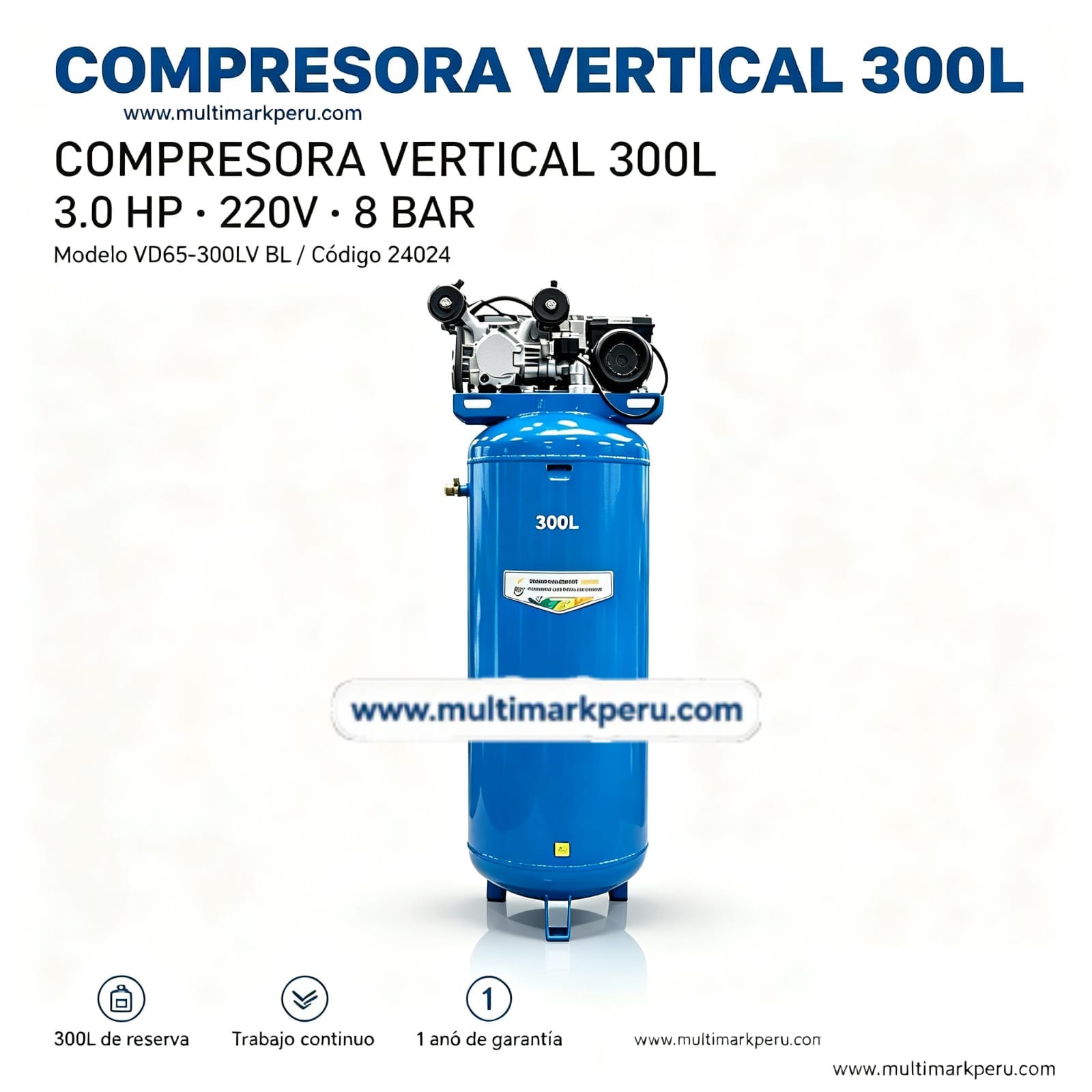 Compresora Vertical Safari 300 Litros 3.0HP — VD65-300LV BL