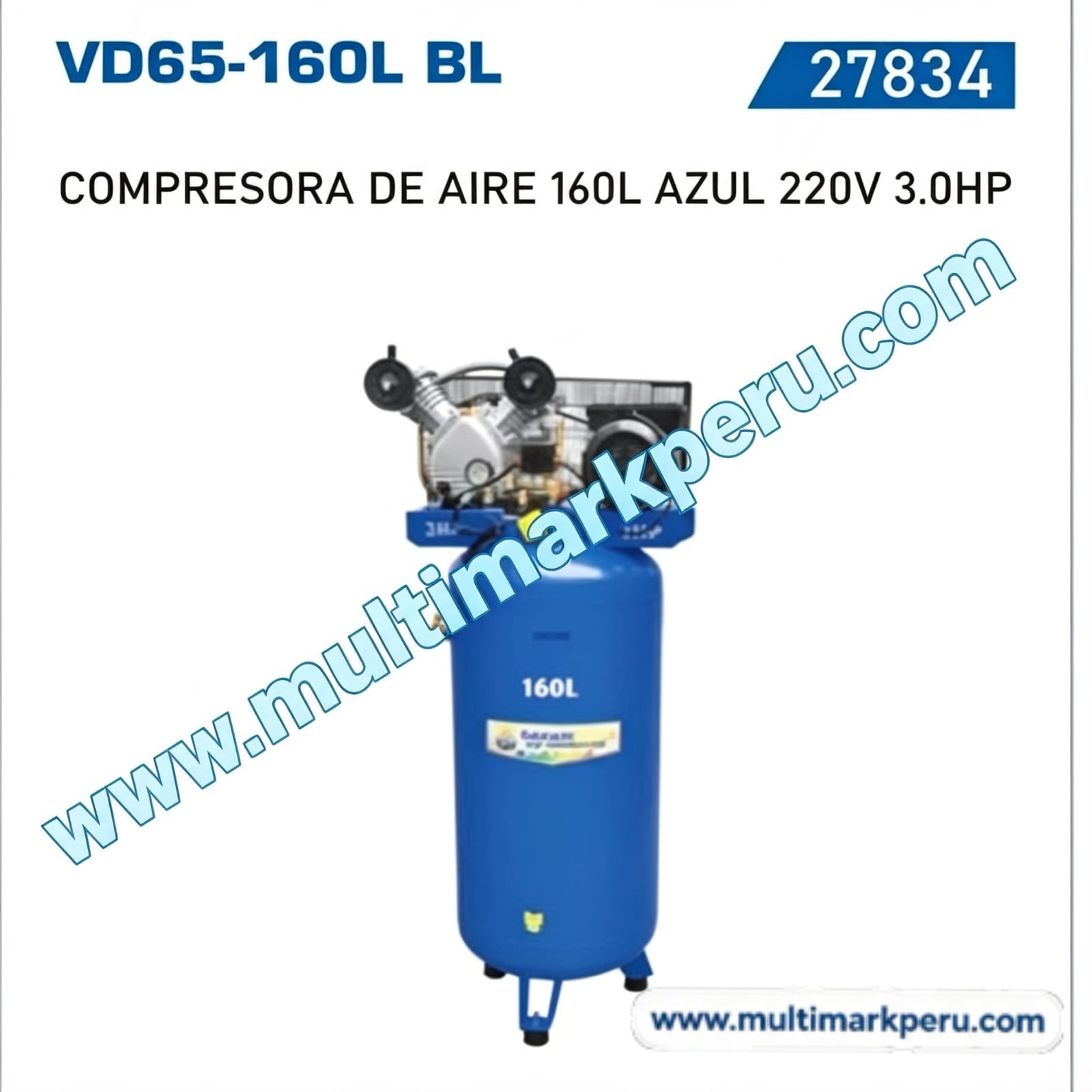 Compresora de Aire Safari 160 Litros 3.0HP — VD65-160L BL