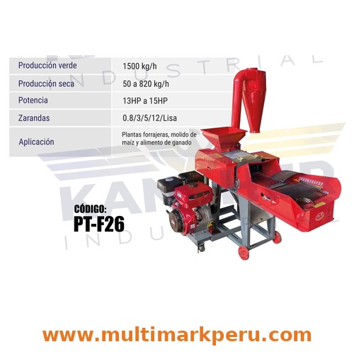 MOLINO FORRAJERO COMBINADO KANTHER PT-F26 — 13Hp a 15Hp 🇨🇳🇵🇪