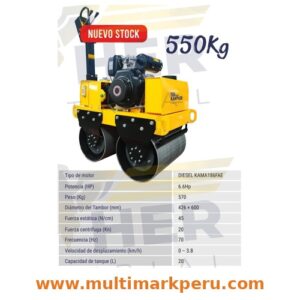 RODILLO COMPACTADOR KANTHER TSR550D — 2 ROLAS — 550 Kg — DIÉSEL 🇨🇳🇵🇪
